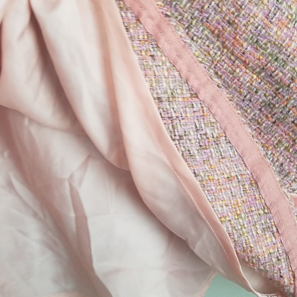 Gap Wool Blend Pink Tweed Skirt Velvet Trim Lined - Picture 3 of 6